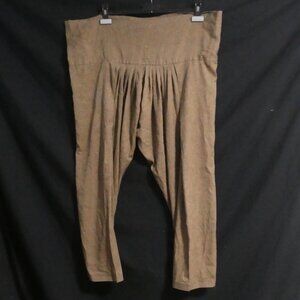 Handmade | Brown Pleated Floral Harem Pants | 22.5 inch waist, measured